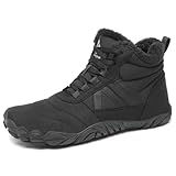 Mishansha Winterschuhe Herren Barfußschuhe Winter Damen Gefüttert Winterstiefel Barfusschuhe Warm Wasserdicht Barfuss Schuhe Winter Schwarz EU Gr.46