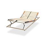 i-flair 7-Zonen Lattenrost TFlexTrio, 42 Federleisten, 100x200 cm – Lattenrahmen zerlegt mit Mittelgurt, Kopf- und Fußverstellung, hergestellt in der EU