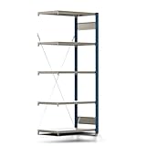 REGALWERK Fachbodenregal mit Tiefenriegel - 150 kg - 2.000 x 875 x 500 mm (HxBxT) - Anbauregal - Rahmen enzianblau - Böden verzinkt - BERT