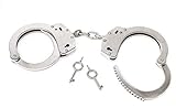 KOSxBO ORIGINAL echte Handschellen vernickelte Stahlhandfessel mit Kette und Double-Lock Sicherung inklusive 2 Schlüssel - Handschellen Set - Behörden Handschelle echt