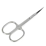 Nagelhautschere Extra Fein mit Gebogener Spitze, Edelstahl mit Gebogener Schnittfläche, Nagelhautschere, Scharf Spitz Zulaufende Schneide, Runder Griff, Präziser Schnitt für Hautreste.Silber, 95 mm