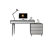 Moderner Bürotisch mit Schubladen, Arbeitszimmer, Arbeitsplatz für kleine Räume, Schreibtisch mit mehreren Schubladen, Computertisch für Heimbüro (Farbe: A)