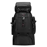 A-QMZL Wanderrucksack 80L,Herren Rucksäcke Wasserdicht Wanderrucksäcke Rucksack Backpack Reiserucksack Trekkingrucksack Outdoor Camouflage Daypacks (Schwarz, 80L)