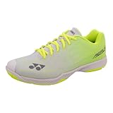 YONEX SHB Aerus Z2 Wide Herren Badmintonschuh – Leichter Hallenschuh mit Power Cushion+ Dämpfung, Rutschfester Grip & breiter Passform – Grau/Gelb – Größe 45,5
