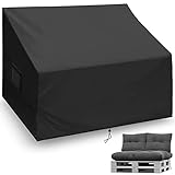 Schleuder Palettenbank Abdeckung,Abdeckhauben für paletten Sofa,Palettenbank Schutzhülle,420D Oxford Gewebe,Wasserdicht, Winddicht, UV-Beständiges,Schwarz