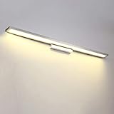 Moderne LED-Spiegelleuchten für Waschtischleuchten, schwarzes Aluminium für Badezimmerbeleuchtung, Bilderleuchten für Wandspiegellampe für Badezimmer, Silber/warmes Licht, 36 W/90 cm Effizienz