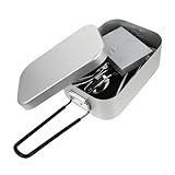 Ipetboom Aluminium Lunchbox mit Besteck und Faltbarem Ofen Robuster Outdoor lunchbehälter für Camping Picknick und Reisen Tragbare Vesperdose mit Vielseitigem Einsatz
