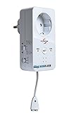 Protector Wassermelder WA-5.1 mit externem Wasserstandsensor für Keller + Pumpenschächte | Wasseralarm mit kabelgebundenem Wassersensor | Wasserstandmelder Netzbetrieb | 2 Meter Kabel | Aquastop