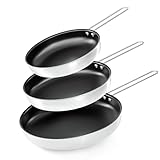 COOKNANO Bratpfannen,3-teiliges Pfannen-Set 22/26/30 cm, 4-Schicht-Edelstahl-Antihaftpfanne,Sichere Antihaftversiegelung, umweltfreundlich,Induktionsgeeignet,leichte Reinigung