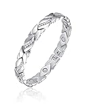 FUGLUS 1PCS magnetarmband damen gesundheit,magnetarmband damen,kupferarmband damen gesundheit,Lymphdrainage Magnetarmband Frauen Ultrastarke Magnete Magnetisches verstellbar,magnetarmband (Silber)