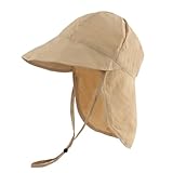 MHADBKH Kinder-Sonnenhut mit Nackenklappe, schnell trocknend, atmungsaktiv, für Outdoor-Aktivitäten, Camping und Wandern, Outdoor-Aktivitäten, Sonne, khaki, Einheitsgröße