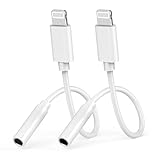 Lightning auf 3,5mm Klinke Adapter, 2 Stück [Apple MFi Zertifiziert] iPhone Aux Adapter, iPhone Kopfhörer Adapter Dongle Audio Kabel Konverter kompatibel mit iPhone 14 13 12 11 Pro Max/XS/XR/X/8/7/6