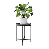 Bamworld Blumenständer Metall Pflanzenständer Blumenhocker Schwarz Hoch Zimmer Deko （34x34x42cm）