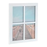 Relaxdays Bilderrahmen, Wandaufhängung, Galerierahmen für 4 Fotos in 18x13, Fotocollage Familie, HxB 44x33,5 cm, weiß