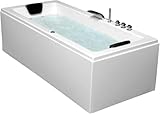 Supply24 since 2004 Whirlpool Badewanne Venedig – Made in Germany – Eckmontage (150x75 cm) – 6 Massagedüsen, LED & hochwertige Verchromte-Armaturen – Spa Wanne für 2 Personen