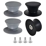 SKENGWEL 4 Stück Topfdeckelgriff,Topfdeckelknopf, Ersatzknöpfe Griffe,Silikon Topfdeckel Ersatzknopf für Slow Cooker, Pfannen und Küche Kochgeschirr Abdeckungen（2 grau+2 schwarz）