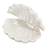 nbeads Keramik-Schmuckteller Mit Weißer Muschel, Muschelförmige Schmuckplatte Ringe Aufbewahrungst Halter Mit Meeresmotiv Dekorative Schmuckplatte Für Ringe Halsketten Ohrringe