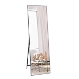 Vasemouh 140 x 41 cm Ganzkörperspiegel mit schwarzem Rahmen, großer Wandspiegel oder Standspiegel, für Schlafzimmer, Bad, Wohnzimmer