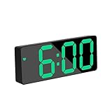 Digitaler Wecker, großes Display, automatische Dimmung, Helligkeit, Schlummerfunktion, 12/24-Stunden-Format, USB-betrieben, Batterie-Backup-Temperaturanzeige, Nachttischuhr (grün)