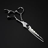 TTOOGO Professionelle Haarschere mit welligem Klingendesign - 6,0 Zoll 440 ° C Stahlsalonschere mit graviertem Griff zum Präzisionsschnitt,A