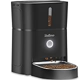 Balimo Futterautomat Katze 3L, Katzenfutter Automat mit Programmierbarem Timer, Futterautomat Hunde mit Nachtlicht, Fresh Lock Technologie, Edelstahlschüssel,1 bis 6 Mahlzeiten pro Tag, Schwarz