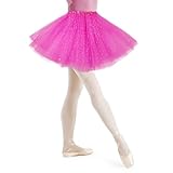 AYBUY Damen Tutu Klassisch Rock, Elastisch 3 Lagig Tüll Tüllrock mit Pailletten Sternen, Unterrock Rock für Fasching Karneval Motto Party Ballett Tanzen Fancy Dress Halloween Kostüm (Rose Rot)