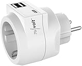 revolt Steckdosenadapter: 3in1-Steckdose mit USB Typ C & 2x USB Typ A, 230 Volt, 3,6 A, 18 Watt (Zwischenstecker, Netzteil, Steckdosen mit Ladefunktion)