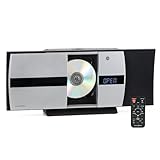 Bennett & Ross Ålesund Vertikal Stereoanlage - HiFi Microanlage mit CD-Player, MP3, UKW-Funktion, USB und Bluetooth mit NFC - Standaufstellung oder Wandmontage - Fernbedienung - Silber