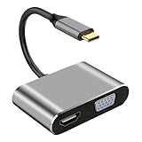 USB C auf DVI VGA Adapter, 4K Typ C auf Multimedia Schnittstelle, tragbarer 4-in-1-Multiport HDTV Hub, schwarz, einfach zu bedienen, tragbar für Heimkinos