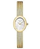 Rosefield Mini Damenuhr – Gold Mesharmband – Damen Uhr mit Weißem Ovalem Zifferblatt – Edelstahl – 3ATM Wasserfest – Eleganter Alltag Luxus