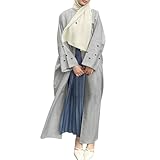 Sunfashion Ballkleider Damen Abaya-Muslim-Langrock-Kleid für Damen mit handgefertigten Perlen Kurze Hose Damen Elegant (Silver, S)