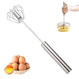 Halbautomatischer Schneebesen Aus Edelstahl, 2025 Neu Schneebesen Edelstahl, Hand-Push-Easy-Whisk, Drehbarer Push Mixer Rührer zum Mischen, Schlagen, Aufschäumen und Rühren (10in)