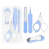 Vicloon Babypflege Set, 4-in-1 Baby Nagelpflegeset Neugeborene mit Baby Nagelknipser, Nagelschere, Nagelfeile, Pinzette-Blau