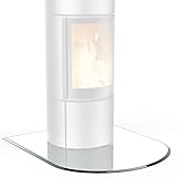 BIJON Glasplatte Rundbogen für Kaminofen mit Dichtlippe, Glasbodenplatte - Funkenschutzplatte Glas mit Facettenschliff, Kamin Hitzeschutz, ESG Sicherheitsglas 100 x 100 cm x 6mm