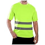2026 Herren High Vis Reflektierendes T-Shirt Kurzarm Mesh Shirts Arbeit, grün, M