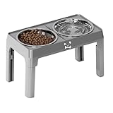 Erhöhter Hundenapf aus Edelstahl mit Ständer, 5 Höhen verstellbar, Haustierbedarf, erhöhte Futterstation für Katzen, Kätzchen, Welpen, große, mittelgroße und kleine Rassen