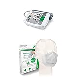 medisana BU 510 Oberarm-Blutdruckmessgerät, präzise Blutdruck und Pulsmessung mit Speicherfunktion + medisana FFP2 Atemschutzmaske, RM 100 Mundschutzmaske, 5 Stück einzelverpackt
