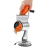 Gemüseschneide Käsereibe 430 Edelstahl Reibe für Gemüse, mit kurbel, 5 Trommelblättern Spiralschneider, für Käse, Ice, Gurken, Karotten, Nüsse usw, Küchenhelfer