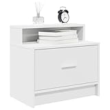 SDWEHO7 Nachttisch 2er Set, Büroschrank mit Ablage und Schublade, Beistelltisch, Sofatisch für Schlafzimmer Wohnzimmer, Weiß 51x31x47 cm Holzwerkstoff