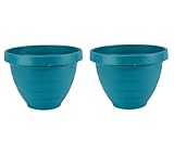 The HC Companies Pflanzgefäß mit selbstbewässernden Scheiben, 40,6 cm, leichter Pflanztopf für drinnen und draußen, Kunststoff, für Kräuter und Blumen, Blau