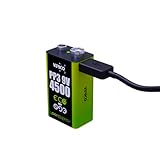 Verico LoopEnergy 9V Block 2er Pack, PP3, 4500 mWh, Wiederaufladbare USB-C Batterie, Li-Ion Akku, 1 Ladekabel USB Type A auf 2 x Type C
