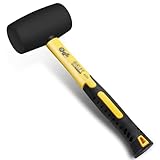 CCLIFE Gummihammer Schwarz 450g Zertifiziert durch TÜV und GS Gummi hammer mit zwei Seiten, D=55 mm Schonhammer für Bodenleger und Fliesen