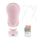 Hylat Baby Set: Baby Badewanne mit Gestell, Badesitz und Abfluss - TÜV Rheinland zertifiziert - ideale Lösung für die tolle Badeerlebnisse - Lite-Kollektion - Farbe: Rosa, Motiv: Hug Me