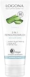 Bio 3in1 Reinigungsmilch von LOGONA Naturkosmetik mit Bio-Aloe Vera für normale bis trockene Haut, Reinigt gründlich und porentief und versorgt die Haut mit Feuchtigkeit, Natürlich & Vegan, 100 ml