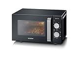 SEVERIN 2-in-1 Mikrowelle mit Grill, Nutzung auf 2 Ebenen, flacher Glasboden statt Drehteller mit XXL-Nutzfläche für eckiges Geschirr, leichte Reinigung, Mikrowellengerät, 20L, Schwarz, MW 7762