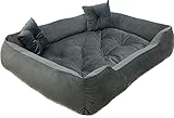 Dogs4Life New Hundebett XXL | Hundebett groß Hunde | Hundebett mittelgroße Hunde | Hundebett kleine Hunde | Hundekissen | Outdoor Hundebett | Wasserabweisend (XL,Graues Velours)