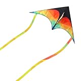 Undres Drachen, Delta Drachen, Lenkdrachen, Dreieckiger Drachen, Glasfaserrahmen, Polyestergewebe, hervorragende Flugeigenschaften, mit 50 m Drachenschnur, für Parks, Strände oder Weite Wiesen.