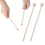 JJUNW 2 Stück Holzschlägel, Percussion Wood Beater Mallet Drumsticks Holz Rhythmus Sticks Schlägel Klangstäbe für Musikinstrumente Xylophon Holzblock Glockenspiel (21cm)