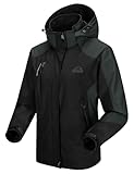 donhobo Damen Outdoorjacke Wasserabweisend Atmungsaktiv Winddicht Softshelljacke Wanderjacke Leicht Funktionsjacke mit Abnehmbarer Kapuze (01 Schwarz, M)