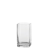 LEONARDO HOME Lucca, Vase aus transparentem Glas, handgefertigte, rechteckige Glasvase in modernem Stil, Unikat, Höhe: 20 cm, 014326, 1 Stück